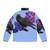 Bisexual Puffer Jacket with Stylized Crow and Cherry Blossoms - Back