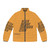 Orange puffer jacket featuring the Better Oblivion Community Center logo