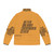 Orange puffer jacket featuring the Better Oblivion Community Center logo - Back