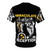 A Ballers Religion-themed t-shirt featuring the Pittsburgh Steelers logo and Immaculate Reception design. - Back