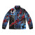 Ben Reilly Scarlet Spider wearing a puffer jacket, a superhero from the Spider-Verse