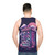 Retro gaming machine unisex tank top with neon pixel art design - men back