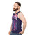 Retro gaming machine unisex tank top with neon pixel art design - men side