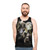 Three wolves howling at the moon on a unisex tank top - men