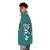 Belly dancer mermaid wearing a puffer jacket with a mermaid tail design - men side left