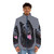 Puffer jacket featuring an illustration of a cute black Belgian Shepherd Groenendael dog breed - men front