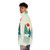 A person wearing a puffer jacket with a bear and geometric design in a snowy, mountainous landscape - men side left