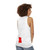 Unisex tank top displaying the state of Alabama - women back