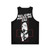 Goth-inspired unisex tank top with "Religion Makes Me Gag" design - Back