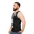 Goth-inspired unisex tank top with "Religion Makes Me Gag" design - men side