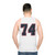 Navy Grey Red Sports Tank Top with Number 74 - men back
