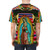 T-shirt featuring a vibrant, artistic depiction of the Our Lady of Guadalupe and the Virgin Mary - men back