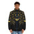Bastet Egyptian Cat Goddess Puffer Jacket with Sacred Geometry Mandala Design - men front