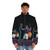 Retro Greek God Zeus Basketball Puffer Jacket with Vaporwave 80s Pop Culture Inspired Design - men front