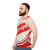 Unisex red stripe tank top with beer bottle cap design - men side