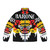 Barong Family digital art style puffer jacket with vibrant colors and unique design