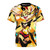Fiery demonic cartoon t-shirt with insect, honeycomb, and hellfire design