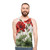 Red geranium flowers printed on a unisex tank top - men