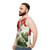 Red geranium flowers printed on a unisex tank top - men side