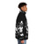 Baphomet-inspired puffer jacket with demonic, satanic, and metal-themed graphics - men side right