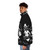 Baphomet-inspired puffer jacket with demonic, satanic, and metal-themed graphics - men side left