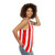 Red and white vertical stripes unisex tank top - women side