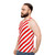 Unisex tank top with red and white diagonal stripes - men side