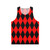 Red and black harlequin diamond pattern unisex tank top