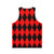 Red and black harlequin diamond pattern unisex tank top - Back
