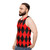Red and black harlequin diamond pattern unisex tank top - men side