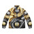 A stylish puffer jacket featuring a yin-yang dragon design, perfect for roleplaying and tabletop gaming enthusiasts.