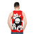 Unisex tank top with a graphic design featuring cats, skulls, and the Grim Reaper - men back