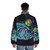 Cosmic Tribal Puffer Jacket with animal print and furry fashion design - men back