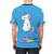 Illustration of a unicorn farting a rainbow on a t-shirt - men back
