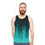 Unisex tank top with cyberpunk geometric design and cosmic backdrop - men
