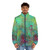 Bacteriophage Invasion Puffer Jacket featuring a vibrant illustration of a bacteriophage virus - men front