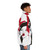 A stylish puffer jacket featuring the iconic Baby Jane lipstick design by artist Alejandro Mogollo - men side right