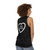 Dark and edgy unisex tank top with minimalist design - women back