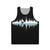 Minimalist nature music sound wave design on a unisex tank top