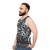 White unisex tank top with nature and music design - men side