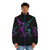 Neon puffer jacket featuring a mythological legendary animal design - men front