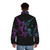 Neon puffer jacket featuring a mythological legendary animal design - men back