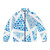 Blue and black puffer jacket with rapper merchandise design