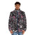 Bloody Hell Beef Puffer Jacket with pink and red colors, featuring a skull and cutlery design - men front