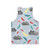 Rainy day unisex tank top with a colorful pattern of umbrellas, clouds, and lightning - Back