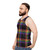 Colorful rainbow plaid unisex tank top - men side
