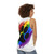 Vibrant rainbow dog paw print unisex tank top - women back