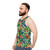 Tropical watercolor tank top with birds and monstera leaves - men side