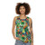 Tropical watercolor tank top with birds and monstera leaves - women