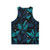 Dark green unisex tank top with tropical design - Back